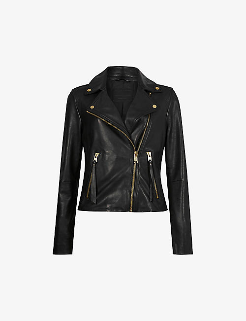 ALLSAINTS: Balfern gold-tone leather biker jacket