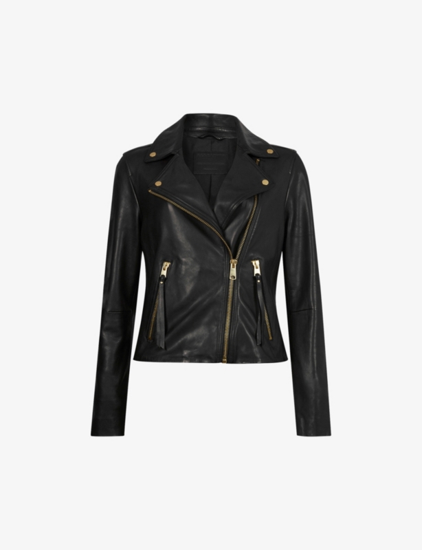 Balfern gold-tone leather biker jacket