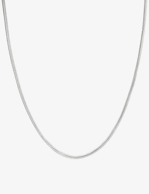 ASTRID & MIYU: Oval Snake rhodium-plated brass necklace