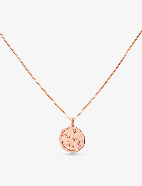 ASTRID & MIYU: Zodiac Aries 18ct rose gold-plated recycled-silver and cubic zirconia necklace