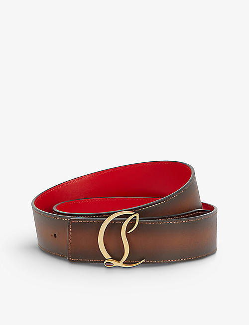 CHRISTIAN LOUBOUTIN: Logo-buckle leather belt