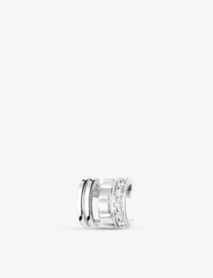 Boucheron Quatre Radiant Edition 18ct White-gold And 0.14ct Brilliant-cut Diamond Single Ear Cuff In Silver