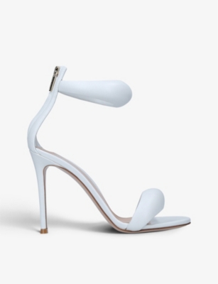Shop Gianvito Rossi Women's White Bijoux Padded-strap Leather Heeled Sandals