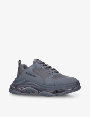 BALENCIAGA Men's Triple S Clear Sole faux-leather and mesh trainers