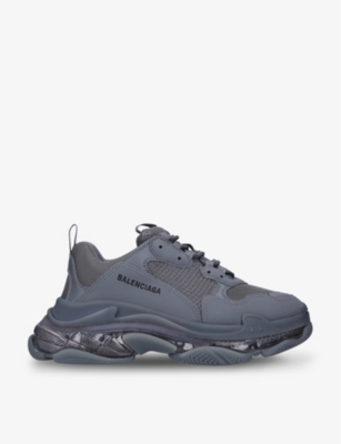 BALENCIAGA Men's Triple S Clear Sole faux-leather and mesh trainers