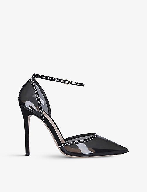 GIANVITO ROSSI: Crystal Sabin pointed-toe vinyl stiletto heels