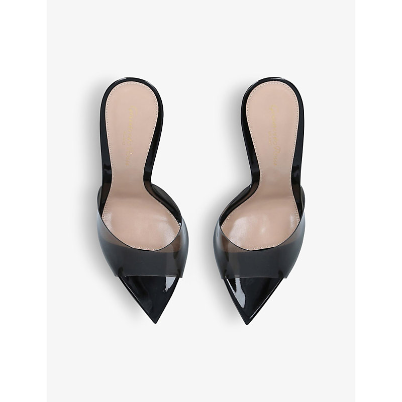 Shop Gianvito Rossi Elle Leather And Pvc Heeled Mules In Black