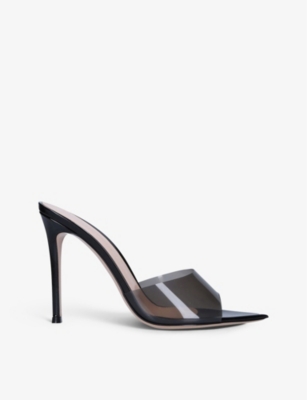 Shop Gianvito Rossi Womens Black Elle Leather And Pvc Heeled Mules