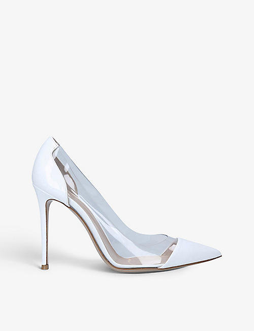 GIANVITO ROSSI: Plexi transparent-panel leather and PVC courts