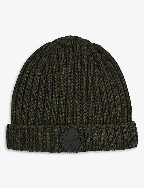 TED BAKER: Tolton logo-embroidered woven beanie hat