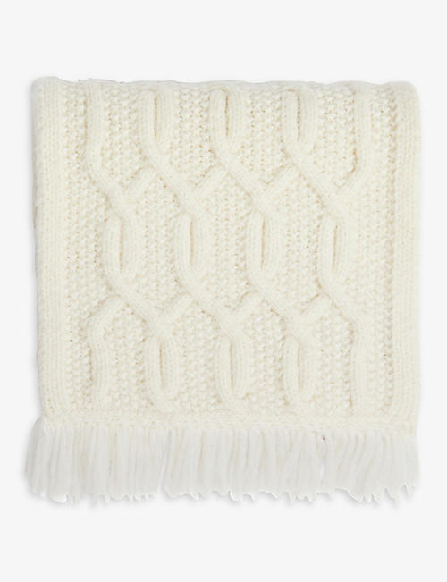 TED BAKER: Homertn fringed cable-knit wool-blend scarf
