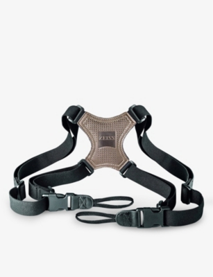 Logo-embossed woven binocular harness