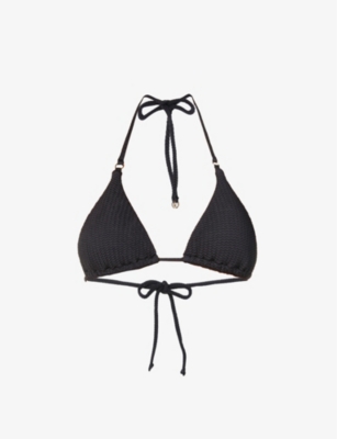 Seafolly Sea Dive Textured Triangle Bikini Top In Black