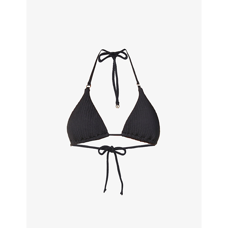 Seafolly Sea Dive Textured Triangle Bikini Top In Black