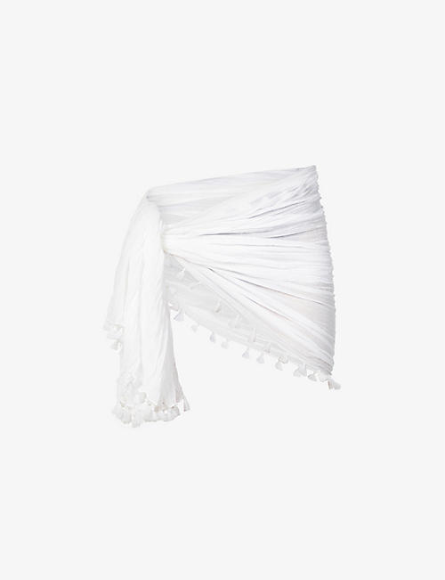 SEAFOLLY: Tasselled self-tie cotton gauze sarong