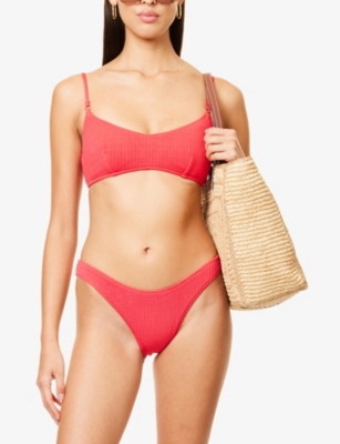 Seafolly Womens Chilli Red Sea Dive Textured Bralette Bikini Top In Red