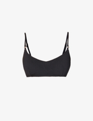 Seafolly Sea Dive Textured Bralette Bikini Top In Black