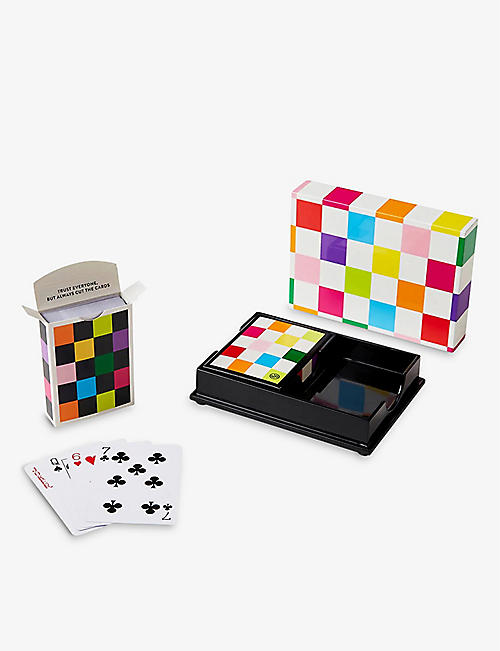 JONATHAN ADLER: Checkerboard-print lacquer card set of two