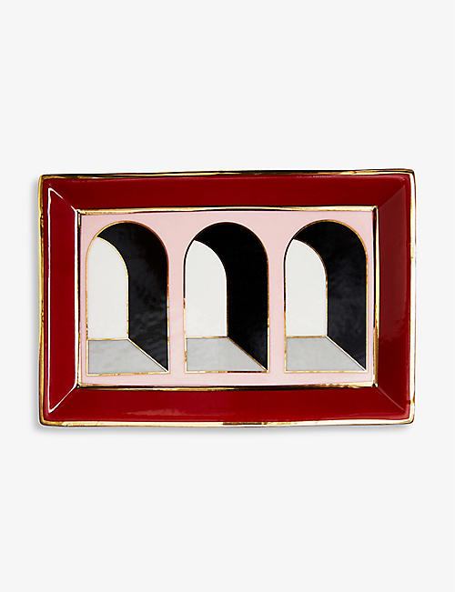 JONATHAN ADLER: Arcade porcelain rectangle tray 18cm x 12cm