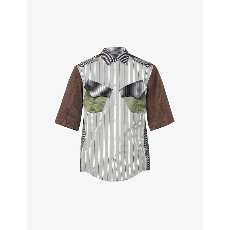 Nicomede Warrior Regular-fit Cotton Shirt In Brown Grey Blk