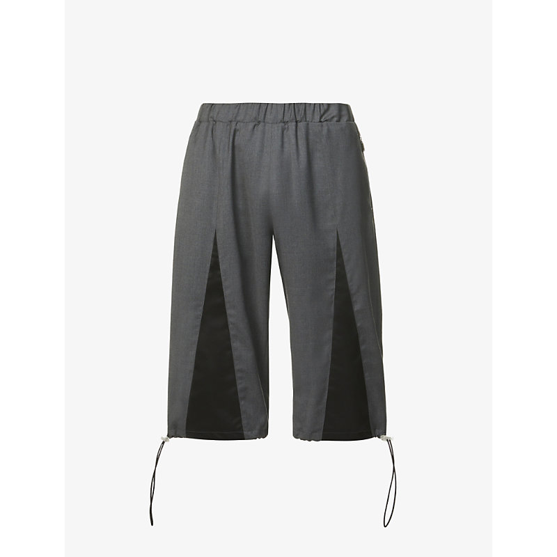 Nicomede Warden Breech Regular-fit Wool Shorts In Grey Black