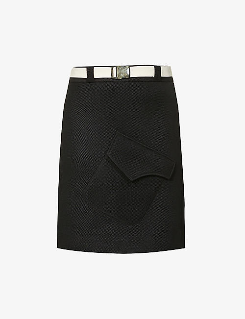 NICOMEDE: Maximus buckle-belt cotton apron mini-skirt