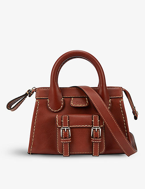 CHLOE: Edith medium canvas and leather top-handle bag