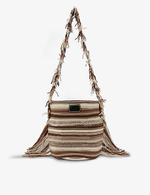 CHLOE: Jorge recycled-cashmere and leather bucket bag