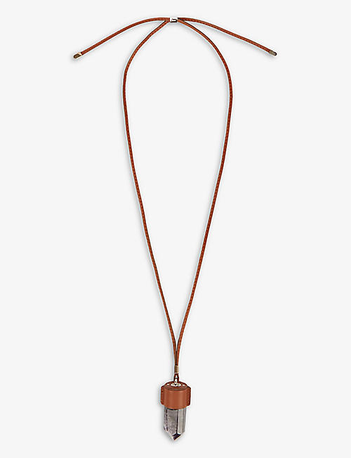 CHLOE: Jemma leather and smoky quartz crystal necklace