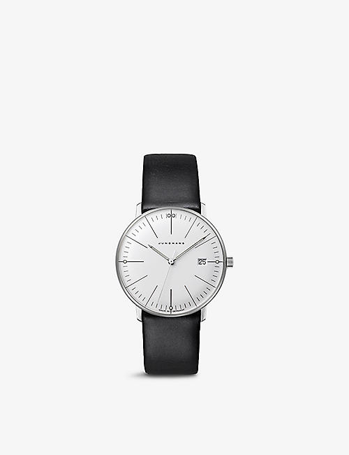 JUNGHANS: 47/4251.02 Max Bill Damen stainless-steel and leather quartz watch
