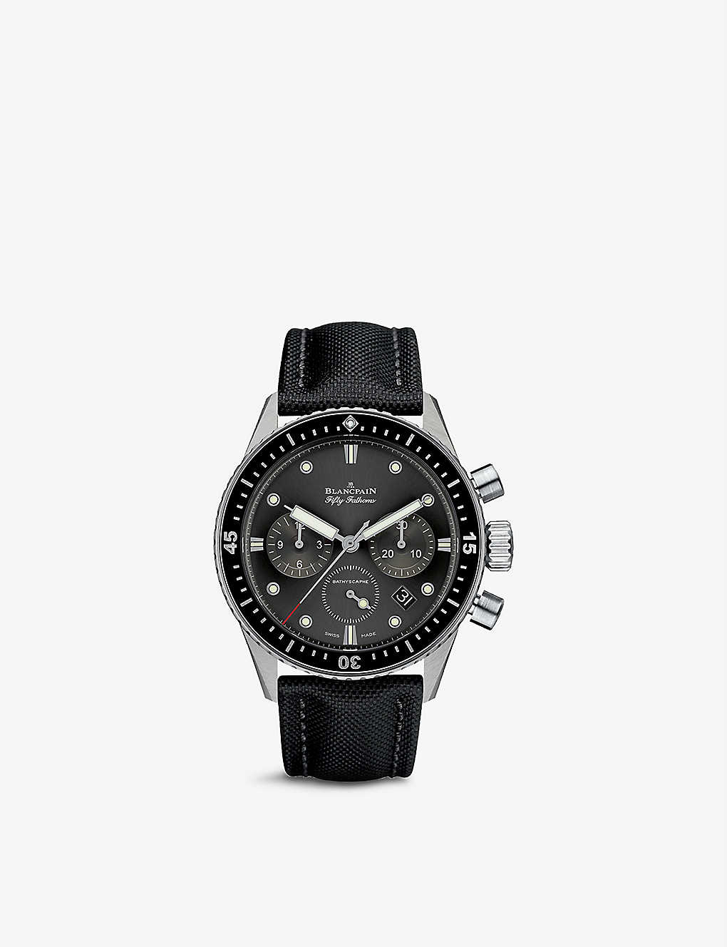 Blancpain 5200 1110 B52a Fifty Fathoms Stainless-steel And Canvas Automatic Watch In Black