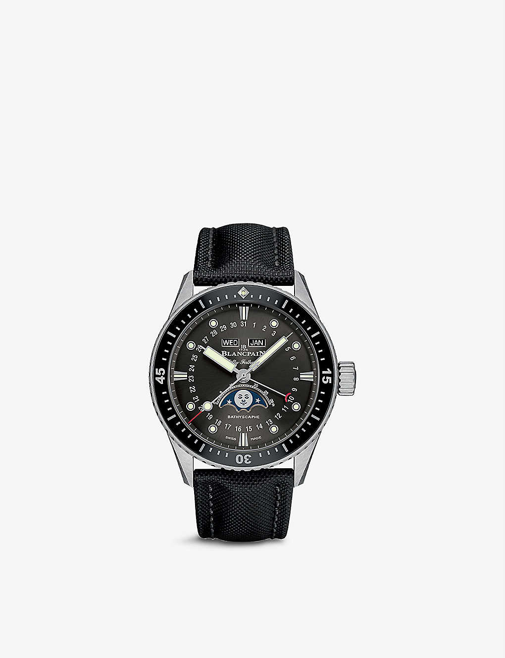 Blancpain 5054 1110 B52a Fifty Fathoms Stainless-steel And Canvas Automatic Watch In Black