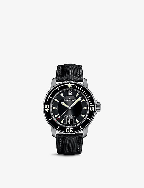 BLANCPAIN: 5050 12B30 B52A Fifty Fathoms stainless-steel and canvas automatic watch