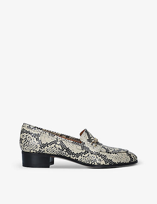 GUCCI: Ed snake-embossed leather loafers