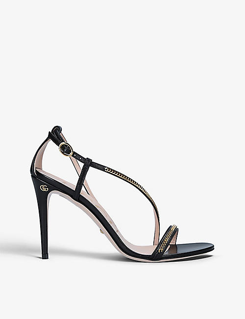 GUCCI: Sylvie chain-embellished leather heeled sandals