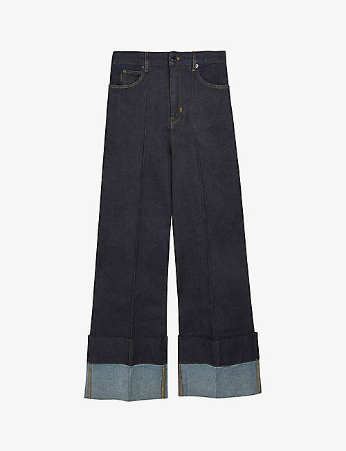 TED BAKER: Nazz turn-up high-rise stretch-denim jeans