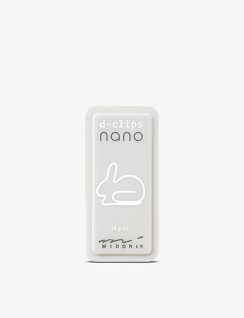 MIDORI: D-clips Nano rabbit-shaped mini paper clips set of 16