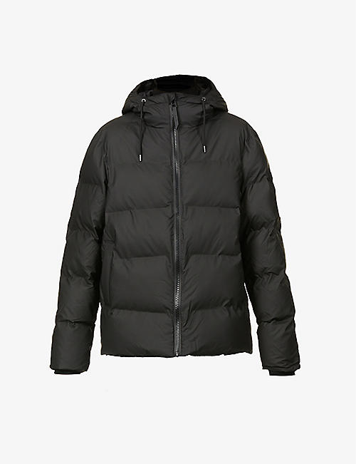 RAINS: Funnel-neck shell hooded puffer jacket