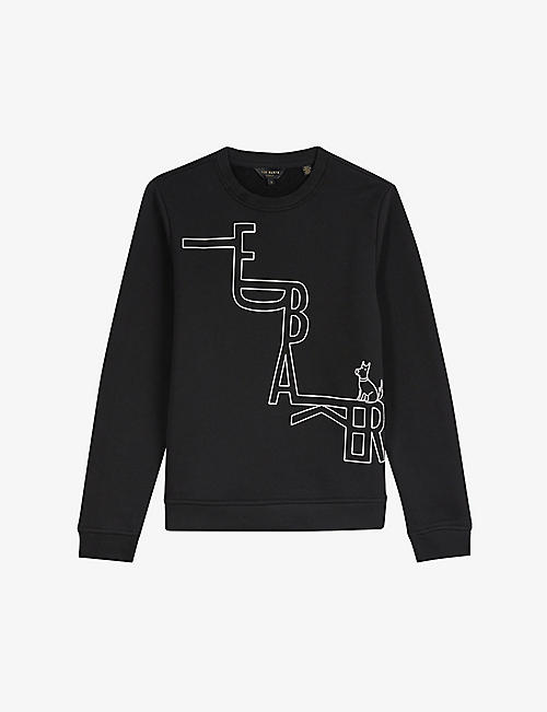 TED BAKER: Logo-print cotton-jersey sweatshirt