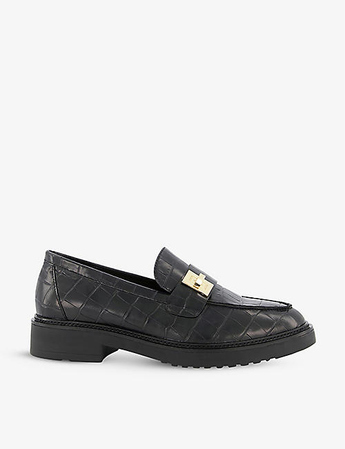 DUNE: Ginnie turn-lock croc-effect faux leather loafers