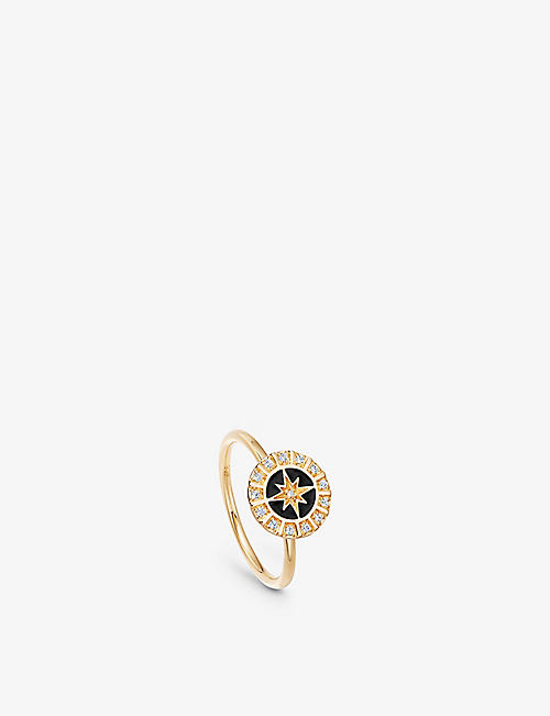 ASTLEY CLARKE: Celestial Astra 18ct yellow gold-plated vermeil sterling silver and white sapphire enamel ring