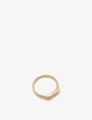 ASTLEY CLARKE: Celestial Orbit 18ct yellow gold-plated vermeil sterling silver and white sapphire signet ring