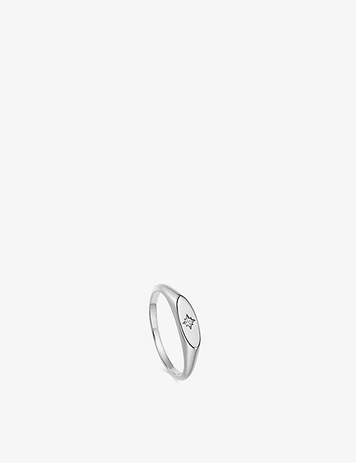ASTLEY CLARKE: Celestial sterling silver and white sapphire signet ring