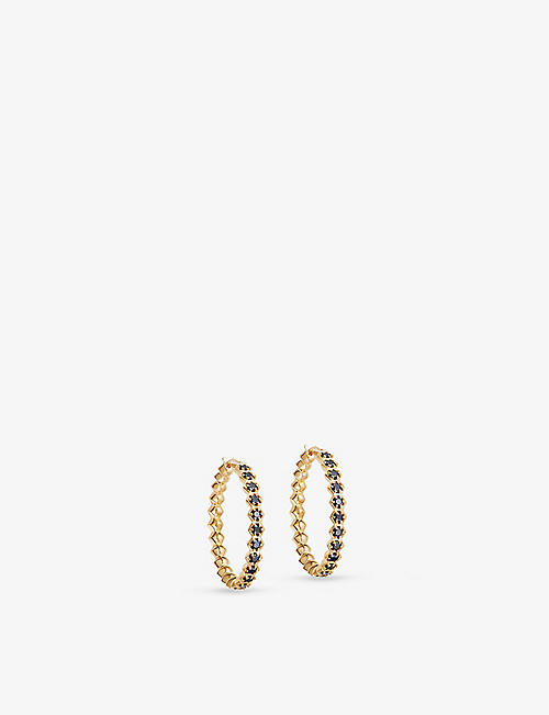 ASTLEY CLARKE: Deco 18ct yellow gold-plated vermeil sterling silver and spinel gemstone hoop earrings
