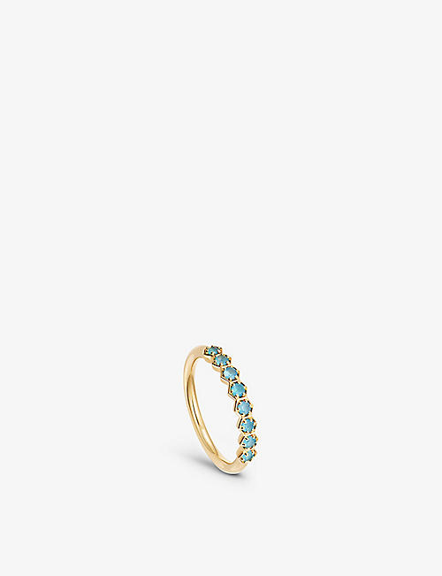 ASTLEY CLARKE: Deco 18ct yellow gold-plated vermeil sterling silver and agate gemstone ring