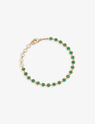 ASTLEY CLARKE: Deco 18ct yellow gold-plated vermeil sterling silver and green agate bracelet