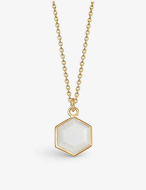 ASTLEY CLARKE: Deco 18ct gold-plated vermeil sterling silver and moonstone necklace