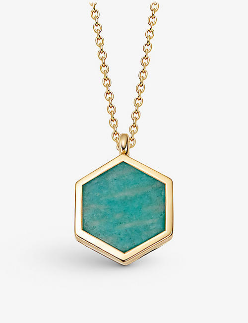ASTLEY CLARKE: Deco 18ct gold-plated vermeil sterling silver and green amazonite necklace