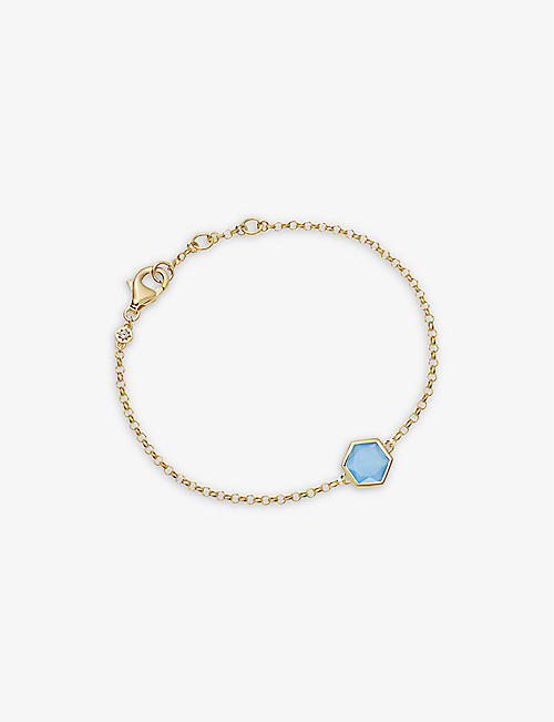 ASTLEY CLARKE: Deco 18ct gold-plated vermeil sterling silver and blue agate bracelet