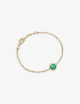 ASTLEY CLARKE ASTLEY CLARKE WOMEN'S YELLOW GOLD VERMEIL DECO 18CT GOLD-PLATED VERMEIL STERLING SILVER AND GREEN AG,49358149